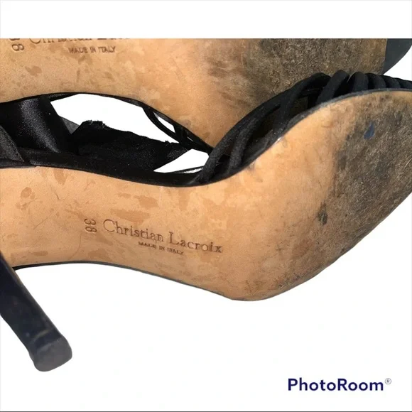 VTG RARE Christian Lacroix Black Bow Tie Heel Size 38 - Picture 4 of 4